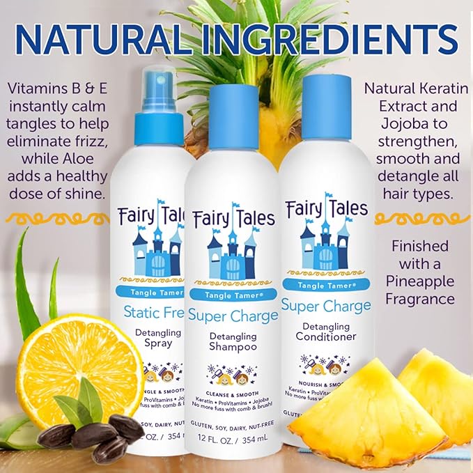 Fairy Tales Tangle Tamer Super Charge - Detangling Conditioner for Kids - Paraben Free, Sulfate Free, Gluten Free, Nut Free- 32 oz (2 Pack)