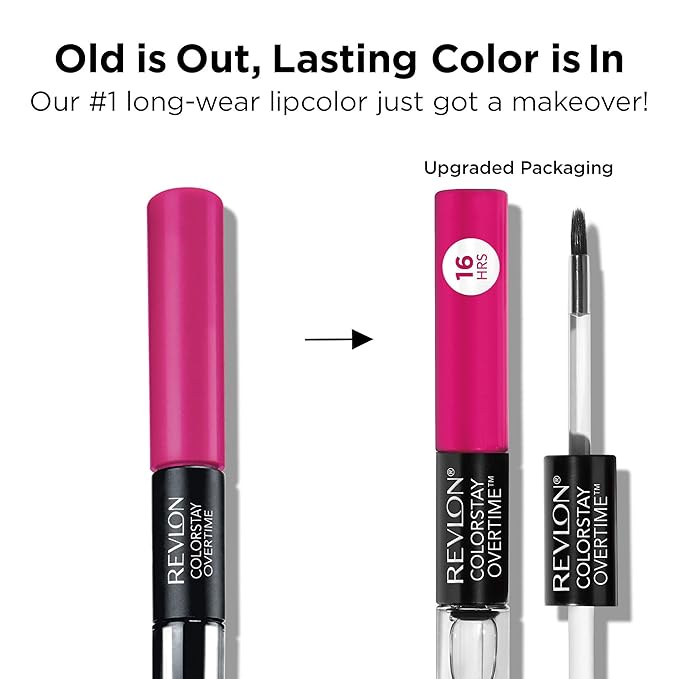 Revlon Liquid Lipstick with Clear Lip Gloss, ColorStay Overtime Lipcolor, Dual Ended with Vitamin E, 550 Blush Hour, 0.07 Fl Oz