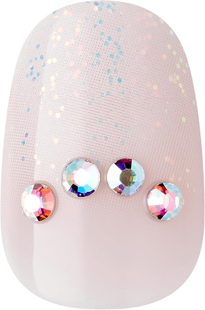 KISS Classy, Press-On Nails, Nail glue included, 'On Stage', Off white, Short Size, Oval Shape, Includes 30 Nails, 2g Glue, 1 Manicure Stick, 1 Mini file