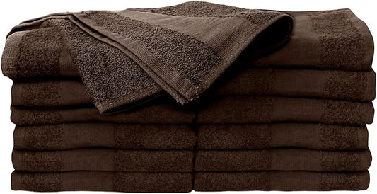 ForPro Premium Bleach Tough Salon Towels, Chocolate, 100% Cotton, Bleach-Proof Towels, Stain Resistant, 16” W x 27” L, 12-Count