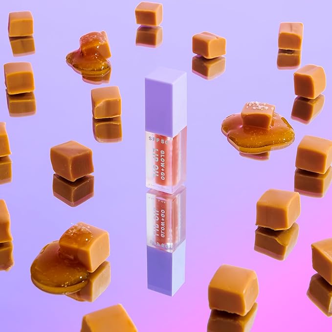 SPF50 Glow & Go Lip Oil: Lip Oil with SPF, Moisturizes and Protects Lips, 4.5ml (Salted Caramel)