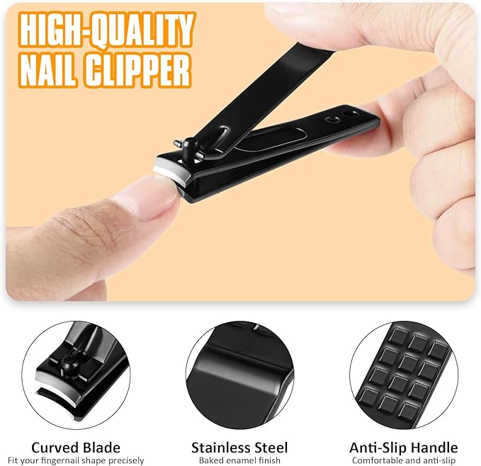 Yougai Tweezers Set and Nail Clipper, Tweezers Set for Men/Women, 9PCS Professional Stainless Steel Tweezers Kit with Leather Travel Case