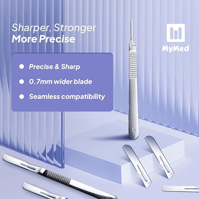 #14R Blades Dermaplaning Scalpels with Dermaplane Handle - Pack of 15 Dermaplane Razor for Women Face + Dermaplane Handle #3, Dermaplaning Tool for Face