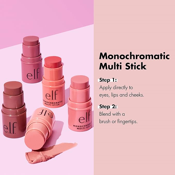 e.l.f., Monochromatic Multi Stick, Creamy, Lightweight, Versatile, Luxurious, Sparkling Rose, 0.17 Oz