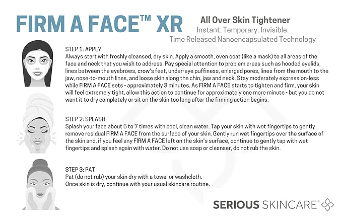 Serious Skincare Firm A Face XR - Instant Temporary Skin Tightener - Invisible Lift for Face and Neck with Retinol - Anti-Aging to Reduce the Look of Fine Lines, Wrinkles and Large Pores - 3.2 Fl Oz