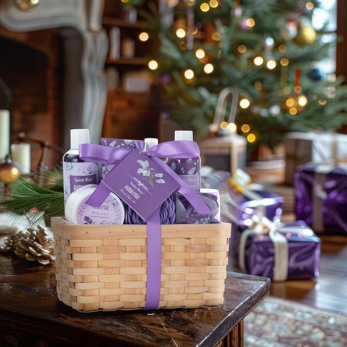 Mother's Day Gifts for Mom Gift Basket for Women, Luxury 11Pcs Floral Perfume Scents Bath and Body Home Spa Gift Kit with Bubble Bath, Body Lotion, Self Care Gifts Basket for Her, Birthday Gifts