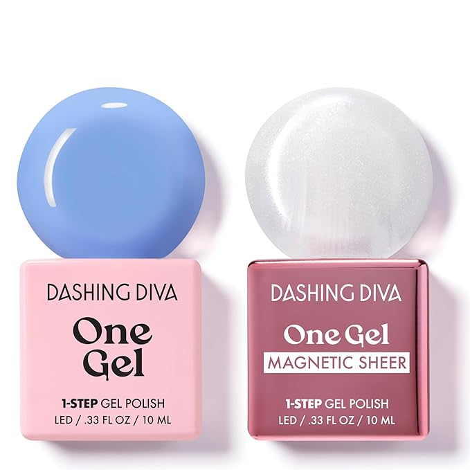 Dashing Diva One Gel Color & Magnetic Topper Duo - Birdie & Silver Glitter Topper - 3-in-1 Base Coat, Nail Color & Top Coat - Gel Nail Polish Set