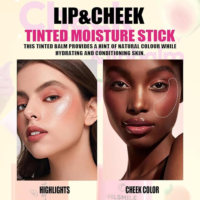 Multi-Purpose Makeup Hydrating Cream Blush Stick, Beauty Solid Moisturizer Stick For Cheek & Eyes & Lips,Waterproof Natural Moisture Smooth Blendable Matte Finish Face Blush Makeup (#01 Peach)