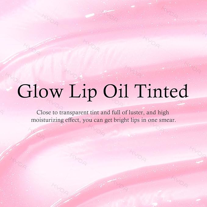 KYDA Hydrating Lip Glow Oil, Color Changing Tint, Moisturizing Lip Oil, Glossy Transparent Plumping Lip Gloss, Tinted Lip Oil for Lip Care and Dry Lips-Pearl Shimmer