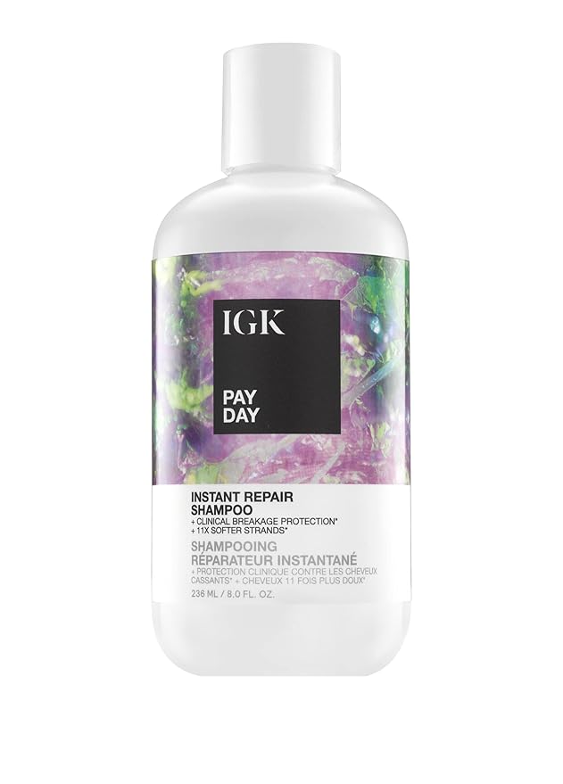 IGK PAY DAY Instant Repair Shampoo | Bond-Building + Damage Repair | Vegan + Cruelty Free | 8 Oz