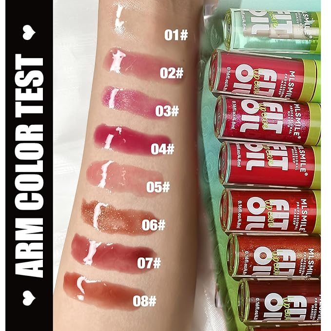 4 Colors Fat Oil Lip Gloss, Lip Oil Lip Glaze Hydrating Lip Glow Oil Big Brush Head Moisturizing Lip Gloss, Shiny Transparent Tinted Plumping Lip Oil Nourishing Non-sticky (B#)