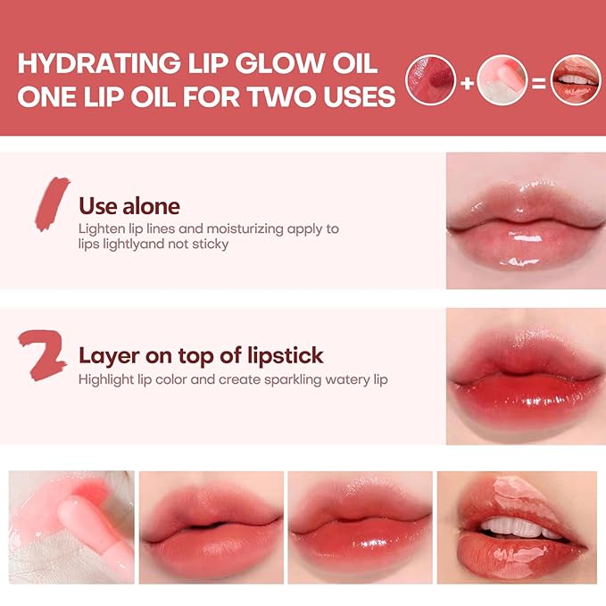 3Pcs Non-Sticky Hydrating Lip Glow Oil High Moisturizing Hydrating