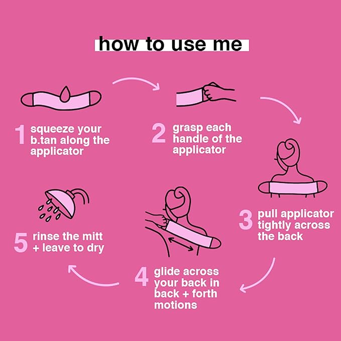 b.tan Back Self Tanning Applicator | We've Got Your Back - Sunless Tanner Back Mitt with Handles, Streak-Free, Even Application, Velvety Soft, Reusable & Washable Sunless Tan