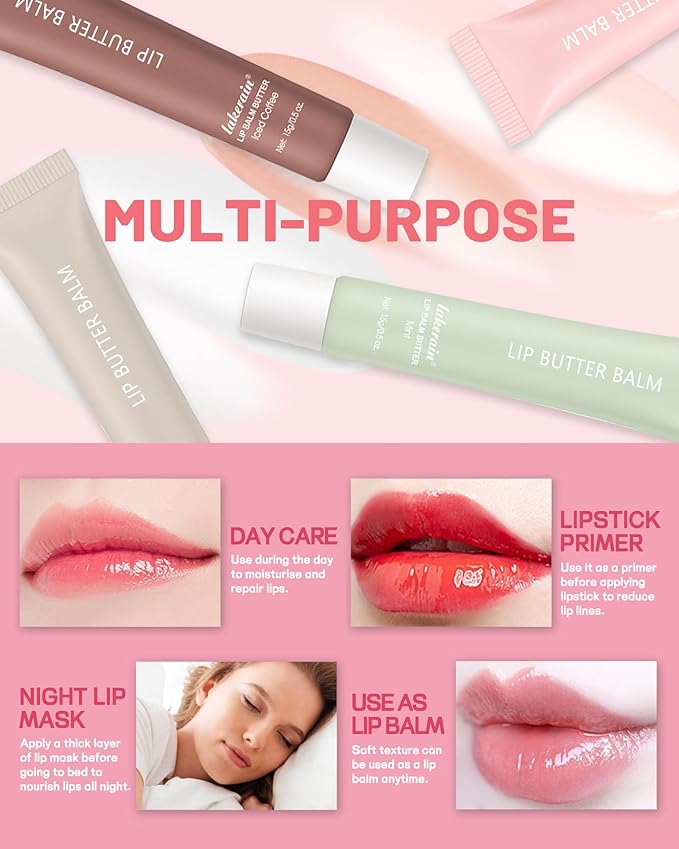 Tinted Lip Butter Balm,3 Colors Hydrating Lip Balm Lip Gloss Vanilla Sheer Tint Stain Non-Sticky Lip Glow Oil for Instant Moisture,Shine and Soothing Women Dry Cracked Lip Care Lip Sleeping Mask-Set B