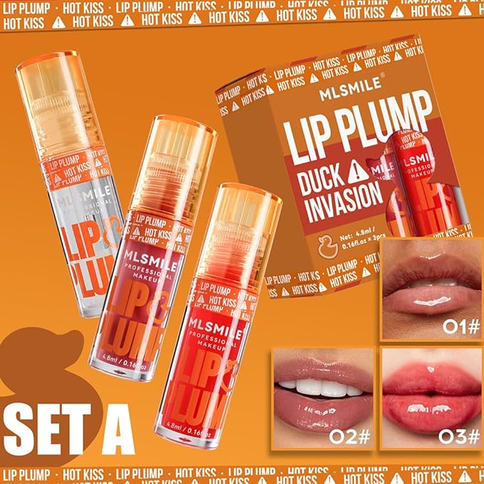3 Colors Duck Lip Plumper Gloss, Glitter Shine Lip