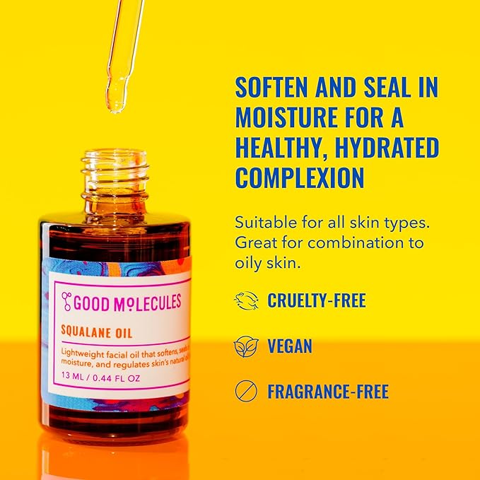 Good Molecules Squalane Oil - Moisturizer for Face, Skin, and Hair, Plumping, Firming, Anti-Aging - Skincare for Face to Hydrate and Calm the Skin