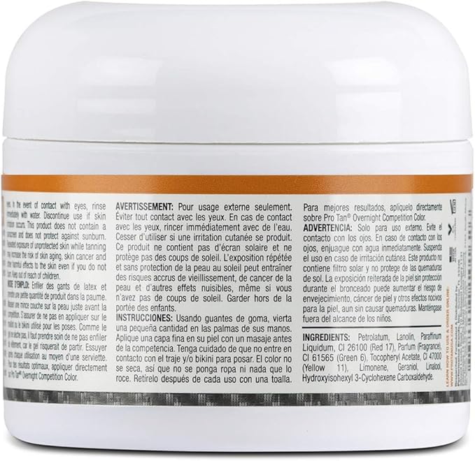 Pro Tan, Quick Bronze, Top Coat Sheen, Dark Brown Posing Gel, Instant Color, Streak Free, Dries Quickly, Water Resistant, 2 oz.