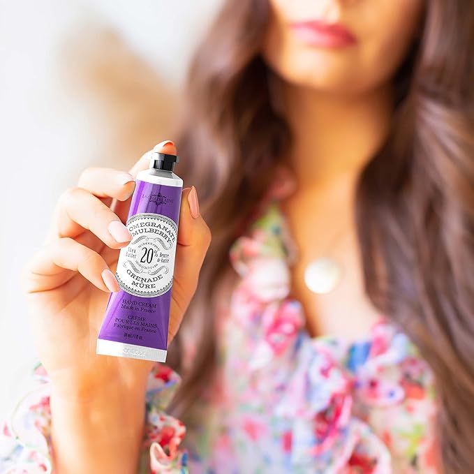 La Chatelaine 20% Shea Butter Hand Cream Travel Size, Organic Argan Oil, Moisturizing, Nourishing, Repairing, Extra-Rich Hand Lotion, Made in France, Paraben Free, 1 oz / 30ml (Pomegranate Mulberry)