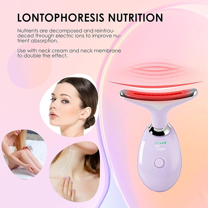 Facial Massager Red-Light-Therapy-for-Face and Neck, Face π² culpting Wand with 7 Color, Face Tool for Skin Care (Purple)