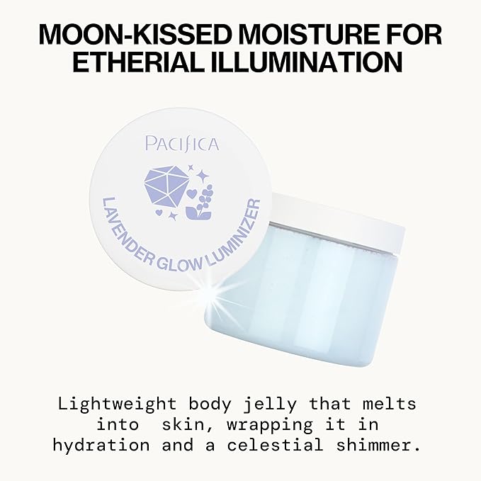 Pacifica Lavender Glow Shimmering Body Jelly – Moon-Kissed Illuminator & Hydrating Body Gel, Lightweight Glow Highlight with Lavender & Vanilla, Clean Beauty, Vegan, Cruelty-Free, 6 oz
