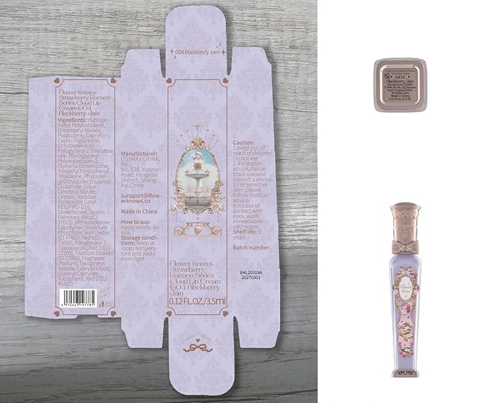 Flower Knows Violet Strawberry Rococo Glowy Lip Gloss-Moisturizing Tinted Lip Oil-Hydrating Lip Makeup for Girls&Women-Vegan & Cruelty-Free-0.12 Fl Oz,1 Count (G04 Blackberry Jam)