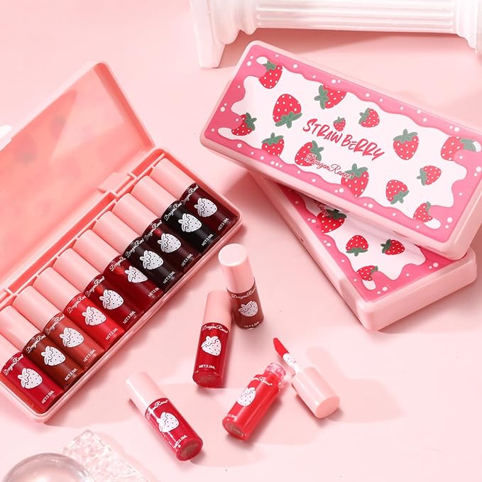 10 Colors Lip Tint Stain Set, Korean Moisturizing Moisturizing