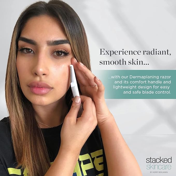 StackedSkincare | Replacement Dermaplaning Blades for Smooth, Radiant, Glowing Skin, Exfoliating Face Blades for Dermaplaning, No Brush or Scrub Needed, 3 Pack