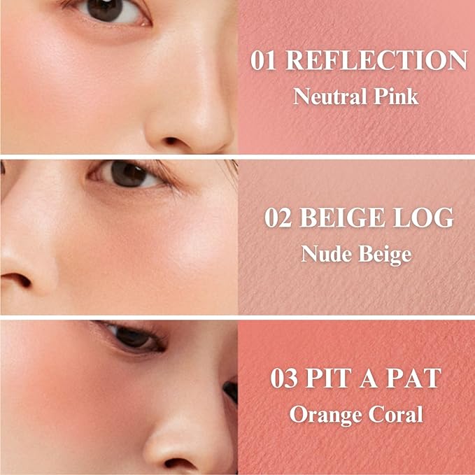 EGLIPS All Over Blusher - Multi-Use Cream Jelly Blush for Eyes & Cheeks Buildable and Blendable Texture with Shimmery Pearls Natural Korean Face Makeup (02 BEIGE LOG, 0.18 oz)