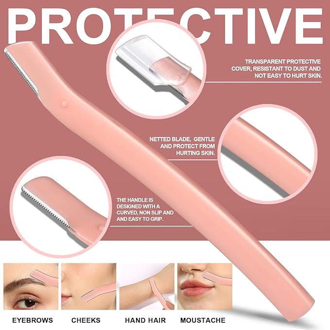 FANDAMEI Eyebrow Kit with Leather Case - Eyebrow Scissors, Tweezers, Razor, Brush for Women & Men - Facial Hair & Ingrown Hair Removal