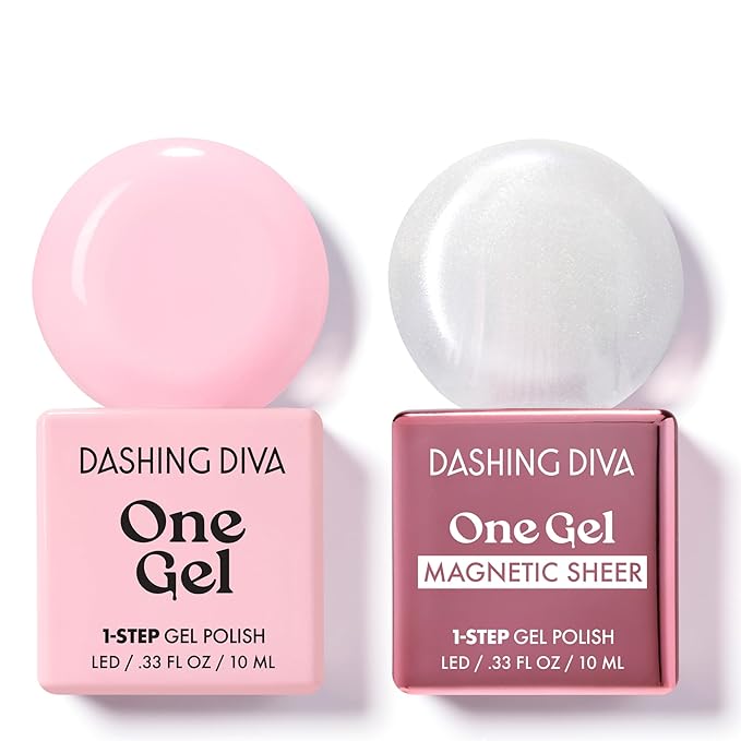 Dashing Diva One Gel Color & Magnetic Topper Duo - Diva - Attitude & Silver Glitter Topper - 3-in-1 Base Coat, Nail Color & Top Coat - Gel Nail Polish Set