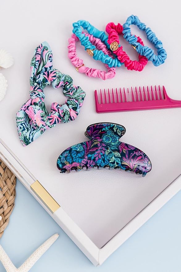 Lilly Pulitzer Colorful Claw Jaw Clip for Fine, Thick, Curly or Straight Hair - Medium Hair Clip for Women, Calypso Coast