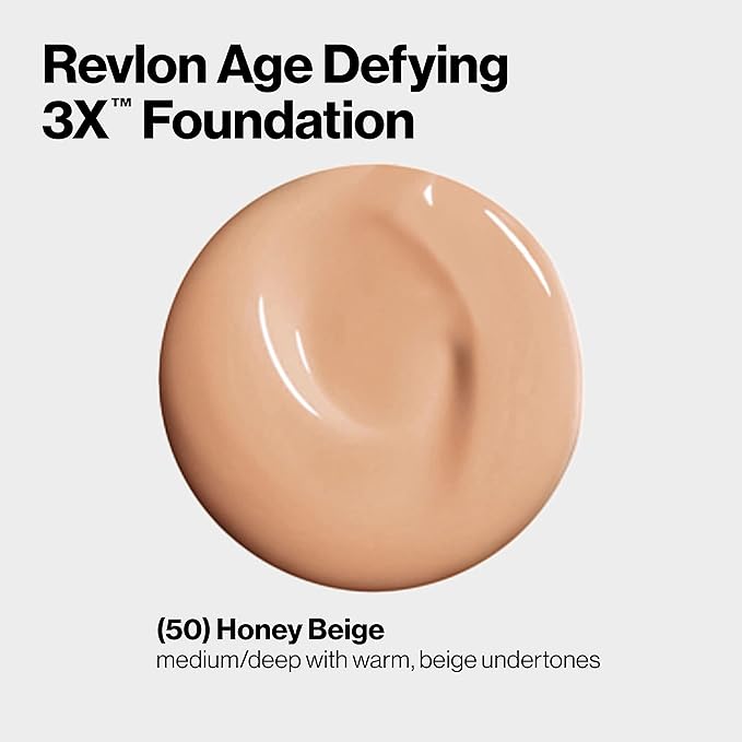 Revlon Liquid Foundation, Age Defying 3XFace Makeup, Anti-Aging Fl Oz