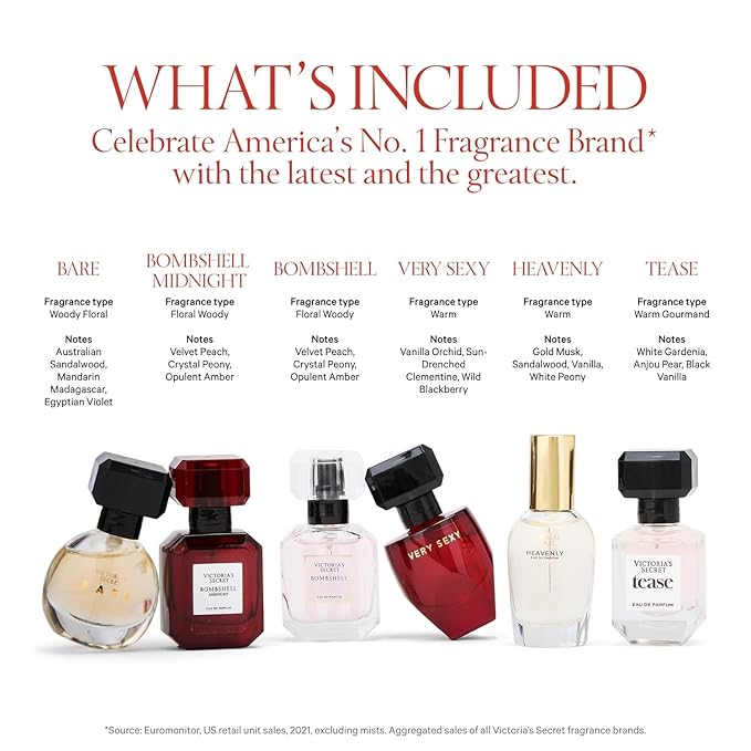 Victoria's Secret Mini Eau de Parfum Discovery Gift Set: Bombshell, Bombshell Magic, Tease, Bare, Very Sexy, & Heavenly