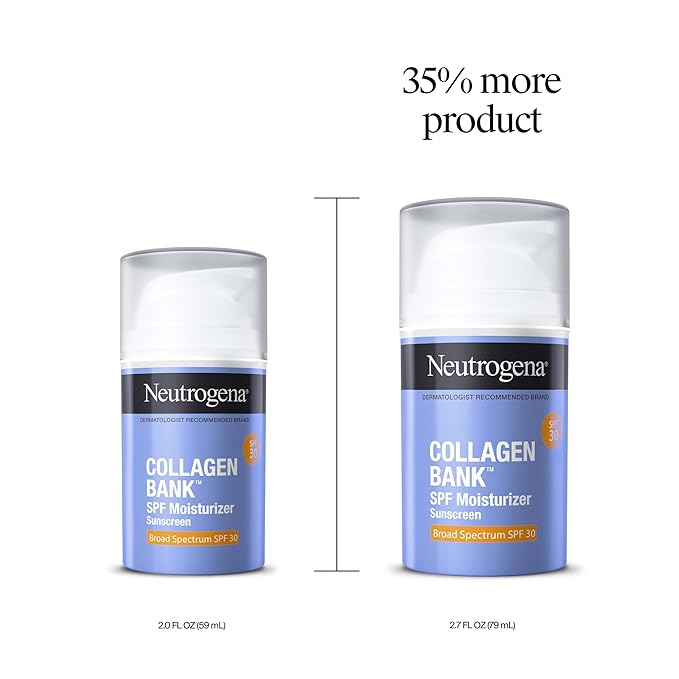 Neutrogena Collagen Bank Face Moisturizer with SPF 30 Sunscreen, Daily Anti-Aging Face & Neck Collagen Cream with Micro-Peptide & SPF to Support & Defend Skin’s Natural Collagen, 2.7 fl oz