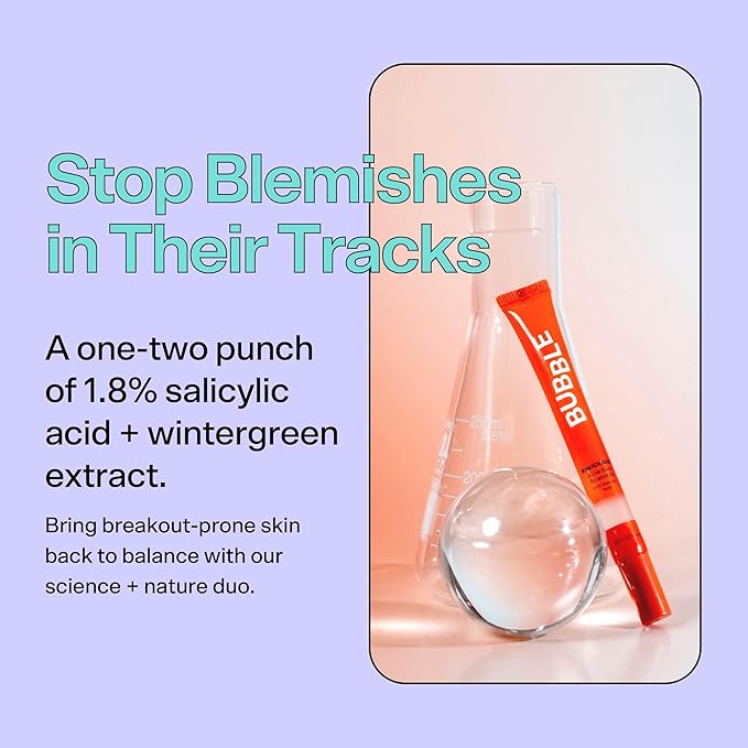 Bubble Skincare Knock Out 1.8% Salicylic Acid Acne Spot Treatment - Deep Cleansing Blemish Spot Treatment with Wintergreen & Willow Bark Extract - Clarifies & Calms Oily Skin (10ml)