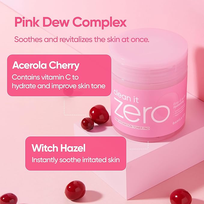BANILA CO Clean it Zero Pink Hydration Toner Pad | Vegan Korean 3-Layered Pads | Hyaluronic Acids and Vitamin Complex to Moisturize and Soothe Skin | Hypoallergenic, Alcohol Free (70 Pads)