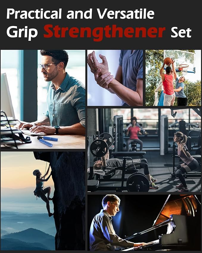 Grip Strength Trainer 6 Pack (50-350LB), No