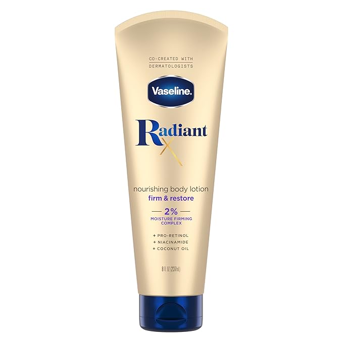 Vaseline Radiant X Firm & Restore with Pro-Retinol, Niacinamide & Coconut Oil, Nourishing Body Lotion 8 oz