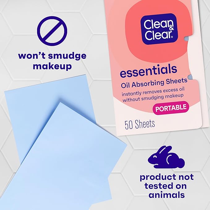 Clean & Clear Oil Absorbing Facial Sheets, Portable