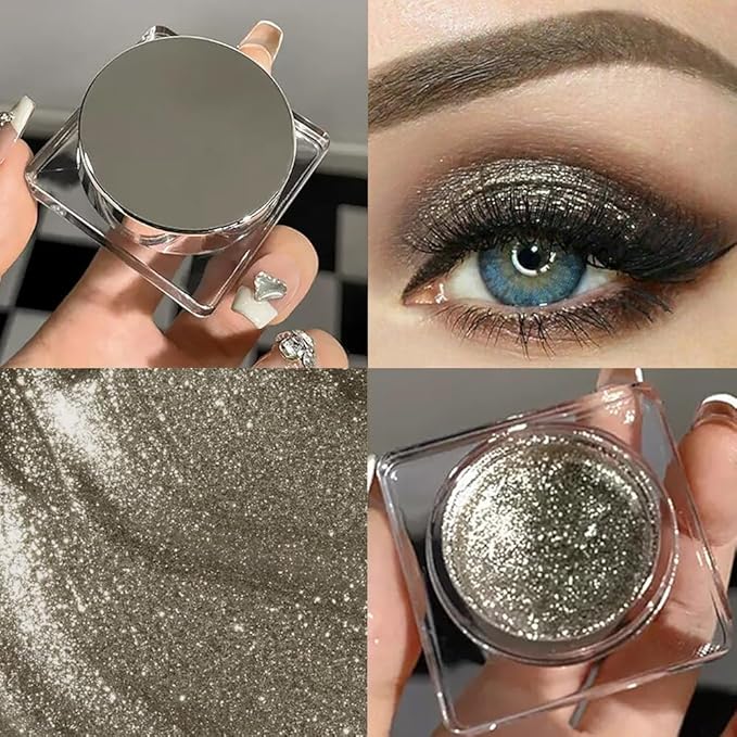 Single Glitter Eyeshadow, Shimmer Eyeshadow Palette, Korean Eye Glitter Makeup, Ultra-Blendable, Sparkle Gold Eye Shadow, Single Shade Metallic Pigmented, (Brown)