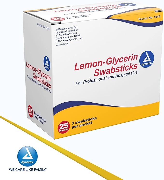 Dynarex lemon-glycerin swabsticks, pleasant tasting