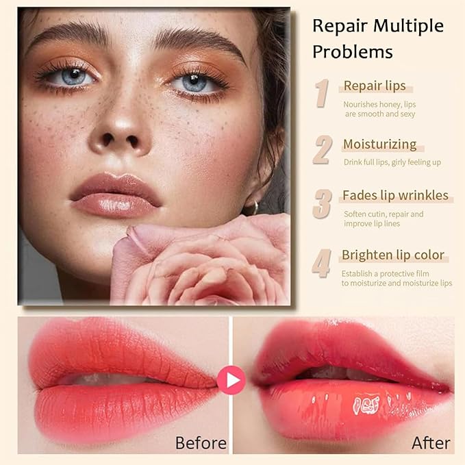 6PCS Bee Lip Balm Honey Pot,Honey&Strawberry&Watermelon&Cherry&Apple&Coconut