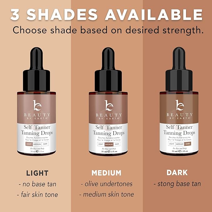 Self Tanning Drops for Face - USA Made with Organic & Natural Ingredients, Bronzing Face Tanning Drops with Aloe Vera, Non Toxic Self Tanner for Sunless Fake Tan & Natural Glow, Cruelty & Toxin Free