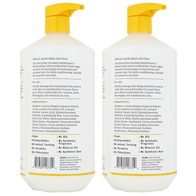 Alaffia EveryDay Coconut Conditioner, Coconut Lime 32 FZ (Pack of 2)