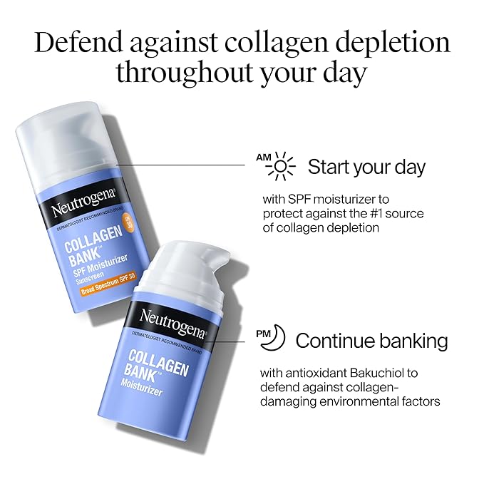 Neutrogena Collagen Bank Face Moisturizer with SPF 30 Sunscreen, Daily Anti-Aging Face & Neck Collagen Cream with Micro-Peptides and SPF, 2 fl. Oz & Trial Size Hydro Boost Facial Cleanser, 0.5oz