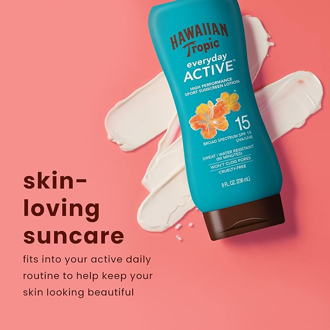 Hawaiian Tropic Everyday Active Sunscreen Lotions SPF 50 and SPF 15, Both 8oz