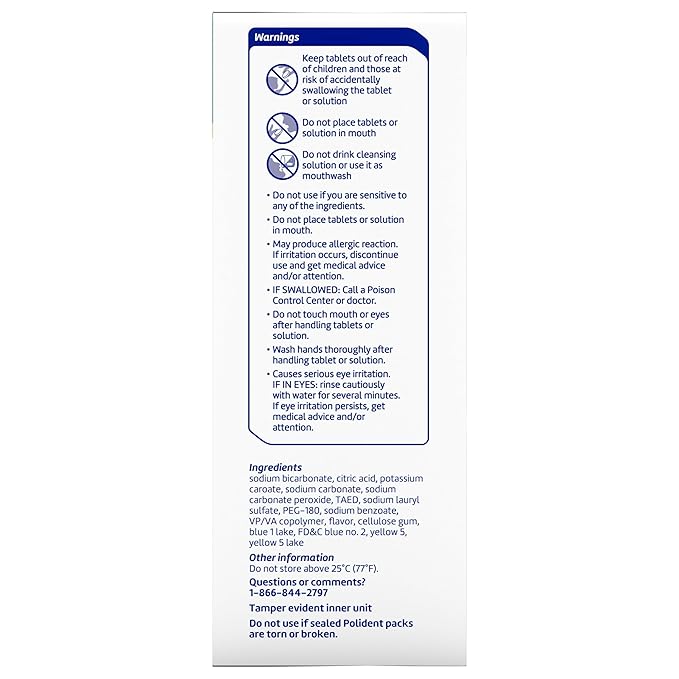Polident Overnight Whitening Antibacterial Dental Appliance Cleanser Tablets, 60 Count