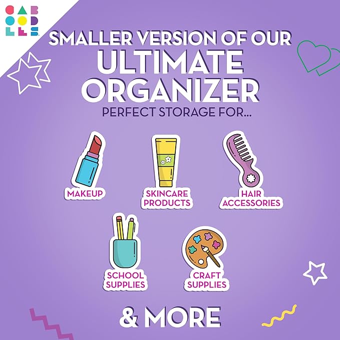 Caboodles Pretty in Petite Makeup Box, Hard Plastic Organizer Box, 2 Swivel Trays, Fashion Mirror, Secure Latch for Safe Travel