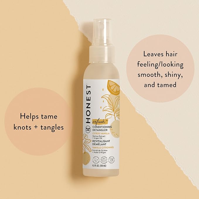 The Honest Company Conditioning Hair Detangler | Leave-in Conditioner + Fortifying Spray | Tear-free, Cruelty-Free, Hypoallergenic | Citrus Vanilla Refresh, 4 fl oz