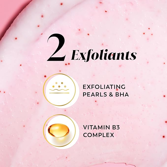 Olay Body Indulgent Mineral Scrub, Skin Exfoliating & Massaging Pearls, Nourishing Soft & Gentle Formula, Renewing BHA, Vitamin B3 Complex, Luxurious Fragrances, Wild Rose & Cherry Creme Scent, 11 oz